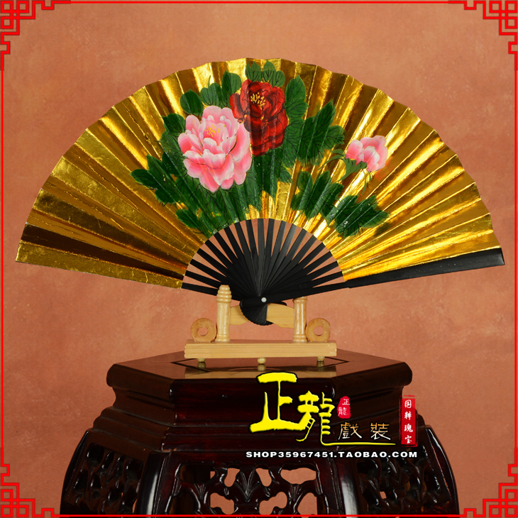 北京京剧戏曲戏剧贵妃醉酒牡丹折扇儿童扇子7寸8寸9寸 金扇